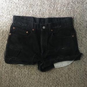 Levi’s 550 vintage distressed high waisted shorts